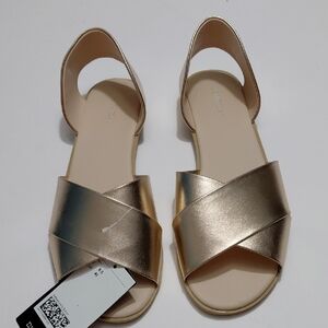 DIVIDED Women's Metallic Rose Gold Slingback Sandals Size 9.5